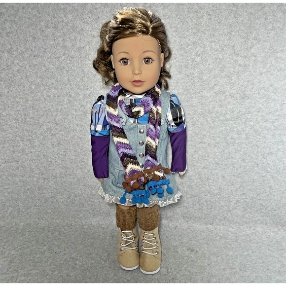 Adora 18" Doll Brunette Brown Eyes Plaid Dress Scarf Removable Shoes Outfit 2021 - Picture 1 of 16